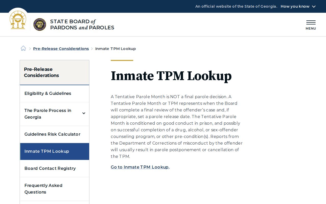 Effingham County projected release date and Georgia tentative parole month explanation