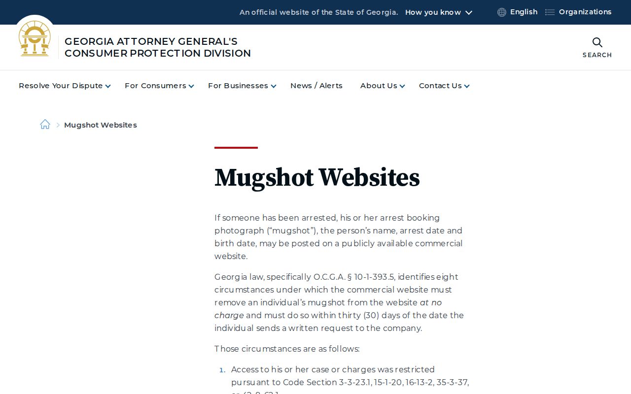 Effingham County released inmate mugshots Georgia no-charge removal guidance